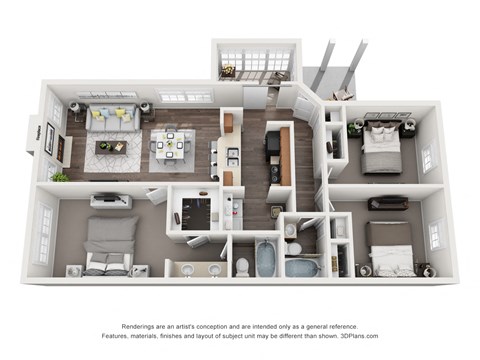 3 bedroom 2 bathroom floorplan